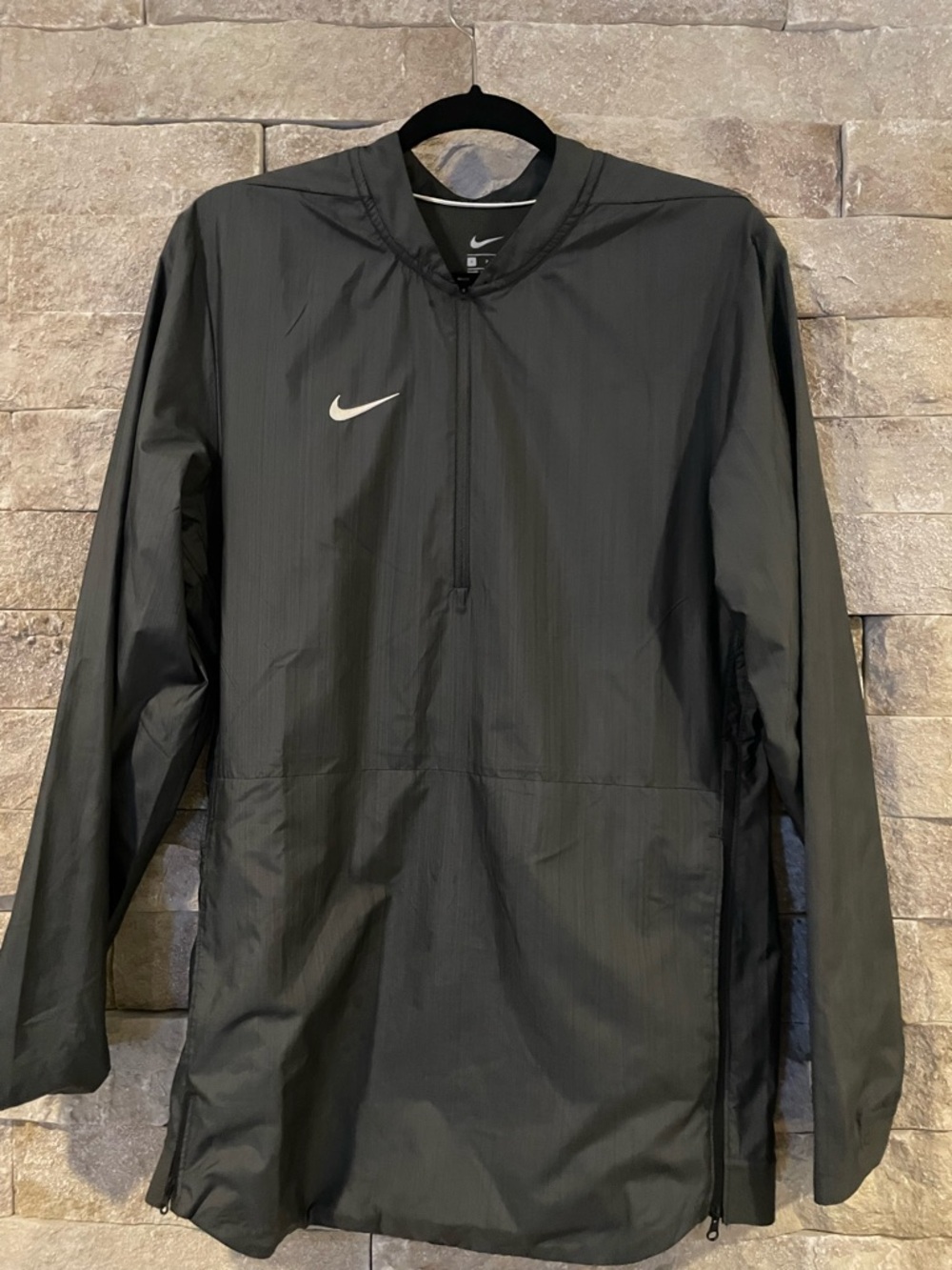Nike Black Pullover Windbreaker with White Swoosh